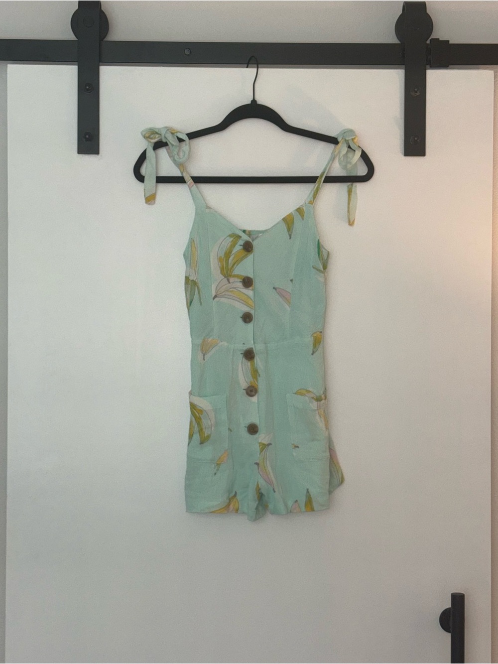 LC Lauren Conrad Light Mint Green Floral Tie-Strap Romper